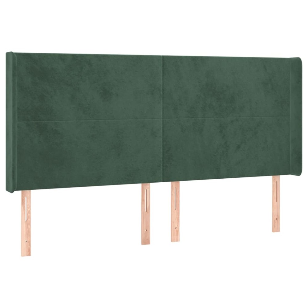 vidaXL Tăblie pat cu aripioare verde închis 183x16x118/128 cm catifea