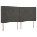 vidaXL Tăblie de pat cu aripioare gri închis 203x16x118/128 cm catifea