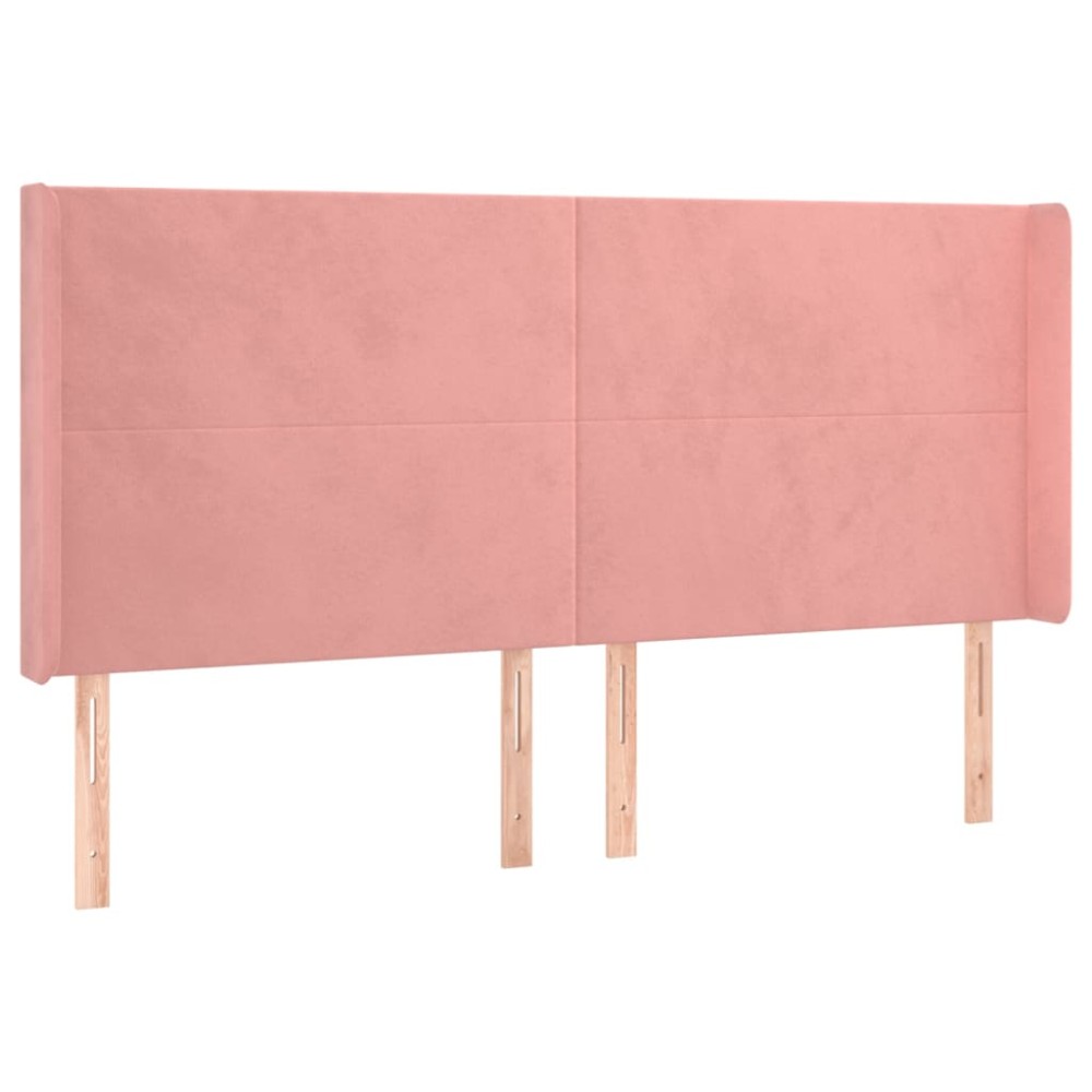 vidaXL Tăblie de pat cu aripioare, roz, 203x16x118/128 cm, catifea