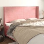 vidaXL Tăblie de pat cu aripioare, roz, 203x16x118/128 cm, catifea