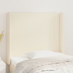 vidaXL Tăblie de pat cu aripioare, crem, 93x16x118/128 cm, piele eco