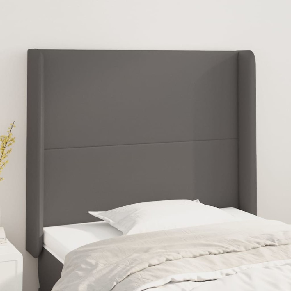 vidaXL Tăblie de pat cu aripioare gri 103x16x118/128 cm piele eco