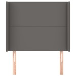 vidaXL Tăblie de pat cu aripioare gri 103x16x118/128 cm piele eco