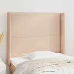 vidaXL Tăblie pat cu aripioare cappuccino 103x16x118/128 cm piele eco vidaXL Tăblie pat cu aripioare cappuccino 103x16x118/128 cm piele eco