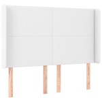 vidaXL Tăblie de pat cu aripioare, alb, 147x16x118/128 cm, piele eco