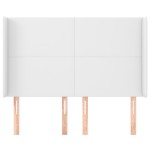 vidaXL Tăblie de pat cu aripioare, alb, 147x16x118/128 cm, piele eco