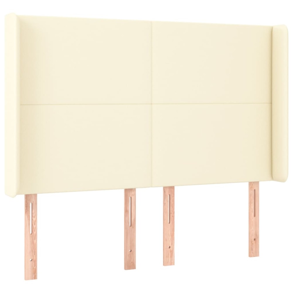 vidaXL Tăblie de pat cu aripioare, crem, 147x16x118/128 cm, piele eco
