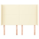 vidaXL Tăblie de pat cu aripioare, crem, 147x16x118/128 cm, piele eco