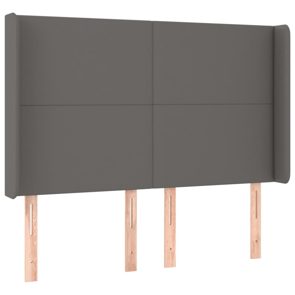 vidaXL Tăblie de pat cu aripioare gri 147x16x118/128 cm piele eco