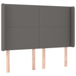 vidaXL Tăblie de pat cu aripioare gri 147x16x118/128 cm piele eco