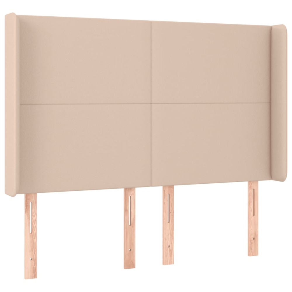 vidaXL Tăblie pat cu aripioare cappuccino 147x16x118/128 cm piele eco