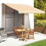 vidaXL Pânză de rezervă copertină, galben și alb, 4,5x3,5 m vidaXL Pânză de rezervă copertină, galben și alb, 4,5x3,5 m
