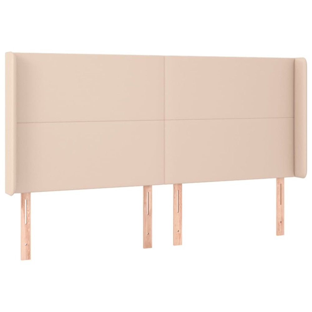vidaXL Tăblie pat cu aripioare cappuccino 163x16x118/128 cm piele eco