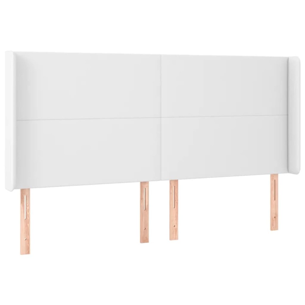 vidaXL Tăblie de pat cu aripioare, alb, 183x16x118/128 cm, piele eco