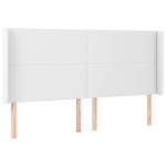 vidaXL Tăblie de pat cu aripioare, alb, 183x16x118/128 cm, piele eco vidaXL Tăblie de pat cu aripioare, alb, 183x16x118/128 cm, piele eco