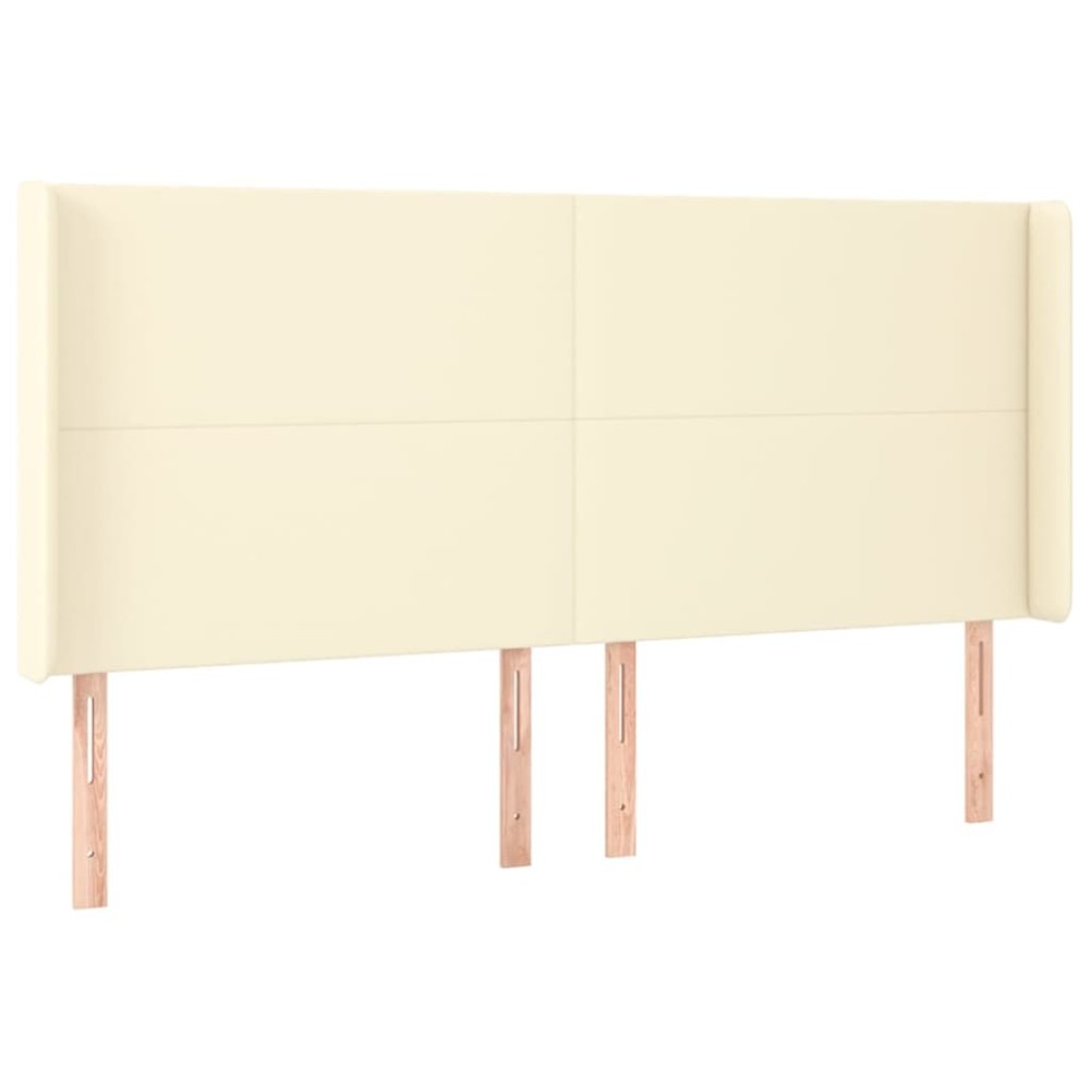 vidaXL Tăblie de pat cu aripioare, crem, 183x16x118/128 cm, piele eco
