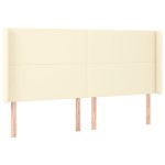 vidaXL Tăblie de pat cu aripioare, crem, 183x16x118/128 cm, piele eco