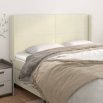 vidaXL Tăblie de pat cu aripioare, crem, 183x16x118/128 cm, piele eco