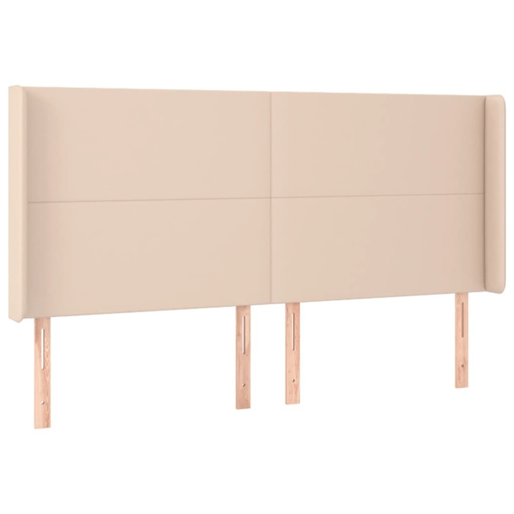vidaXL Tăblie pat cu aripioare, cappuccino,183x16x118/128 cm piele eco