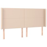 vidaXL Tăblie pat cu aripioare, cappuccino,183x16x118/128 cm piele eco vidaXL Tăblie pat cu aripioare, cappuccino,183x16x118/128 cm piele eco