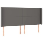 vidaXL Tăblie de pat cu aripioare gri 203x16x118/128 cm piele eco