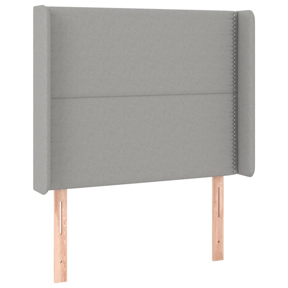 vidaXL Tăblie de pat cu aripioare gri deschis 83x16x118/128 cm textil