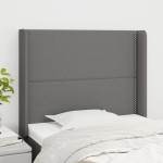 vidaXL Tăblie de pat cu aripioare gri închis 83x16x118/128 cm textil vidaXL Tăblie de pat cu aripioare gri închis 83x16x118/128 cm textil