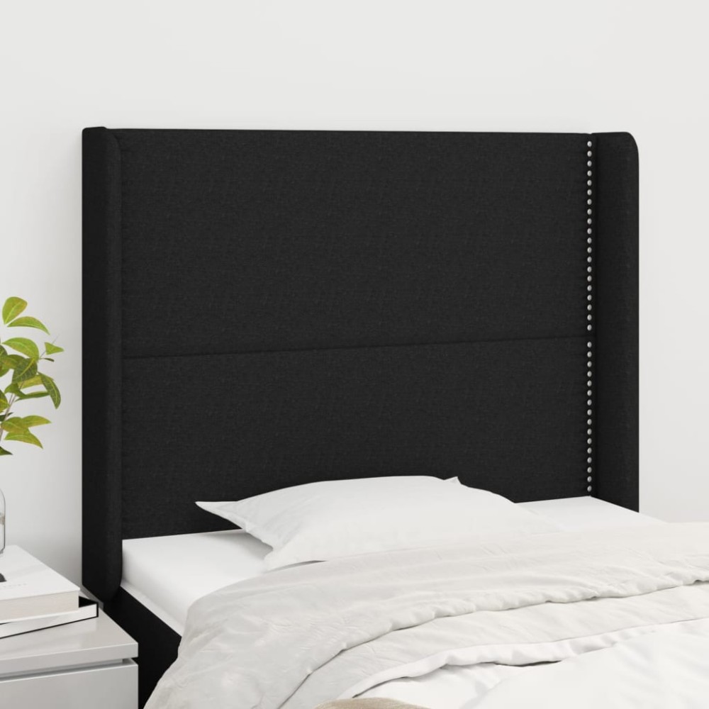 vidaXL Tăblie de pat cu aripioare, negru, 83x16x118/128 cm, textil