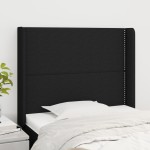 vidaXL Tăblie de pat cu aripioare, negru, 83x16x118/128 cm, textil vidaXL Tăblie de pat cu aripioare, negru, 83x16x118/128 cm, textil