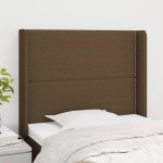 vidaXL Tăblie de pat cu aripioare maro închis 83x16x118/128 cm textil