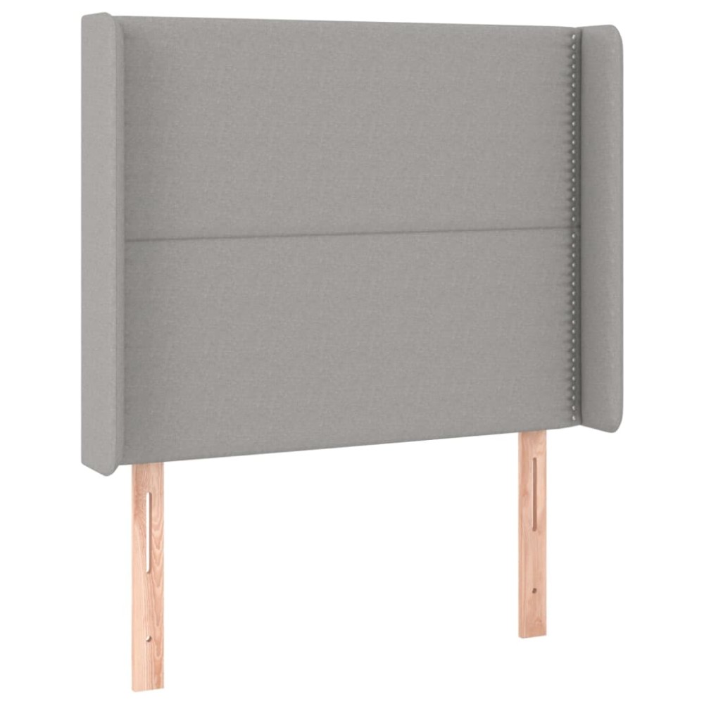 vidaXL Tăblie de pat cu aripioare gri deschis 93x16x118/128 cm textil