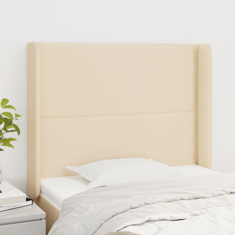 vidaXL Tăblie de pat cu aripioare, crem, 93x16x118/128 cm, textil