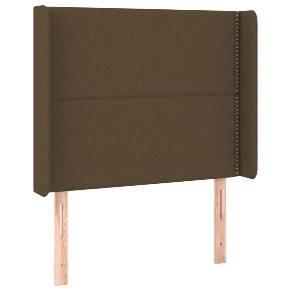 vidaXL Tăblie de pat cu aripioare maro închis 103x16x118/128 cm textil