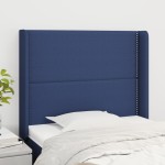 vidaXL Tăblie de pat cu aripioare, albastru, 103x16x118/128 cm, textil