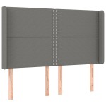 vidaXL Tăblie de pat cu aripioare gri închis 147x16x118/128 cm textil