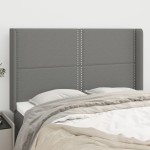 vidaXL Tăblie de pat cu aripioare gri închis 147x16x118/128 cm textil