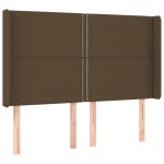 vidaXL Tăblie de pat cu aripioare maro închis 147x16x118/128 cm textil