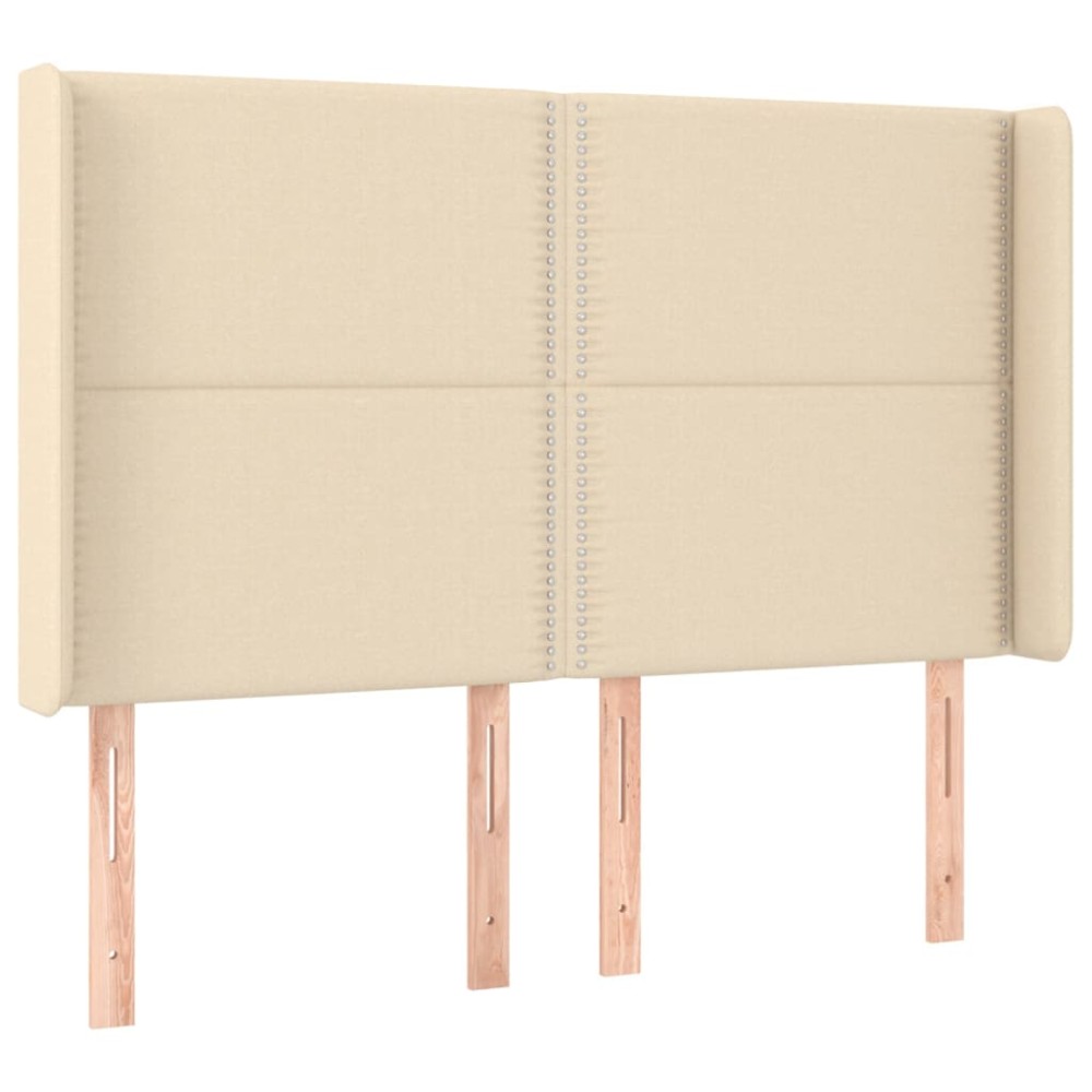 vidaXL Tăblie de pat cu aripioare, crem, 147x16x118/128 cm, textil