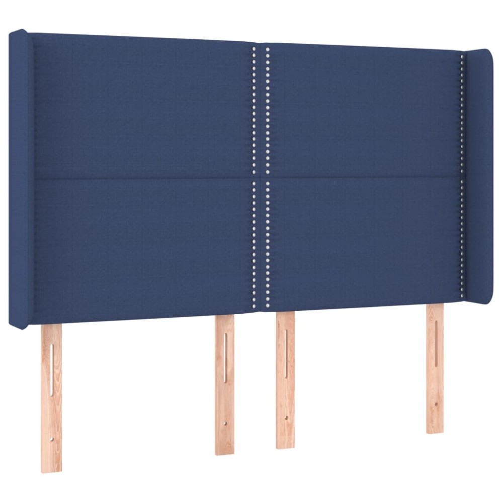 vidaXL Tăblie de pat cu aripioare, albastru, 147x16x118/128 cm, textil