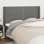 vidaXL Tăblie de pat cu aripioare gri închis 163x16x118/128 cm textil vidaXL Tăblie de pat cu aripioare gri închis 163x16x118/128 cm textil