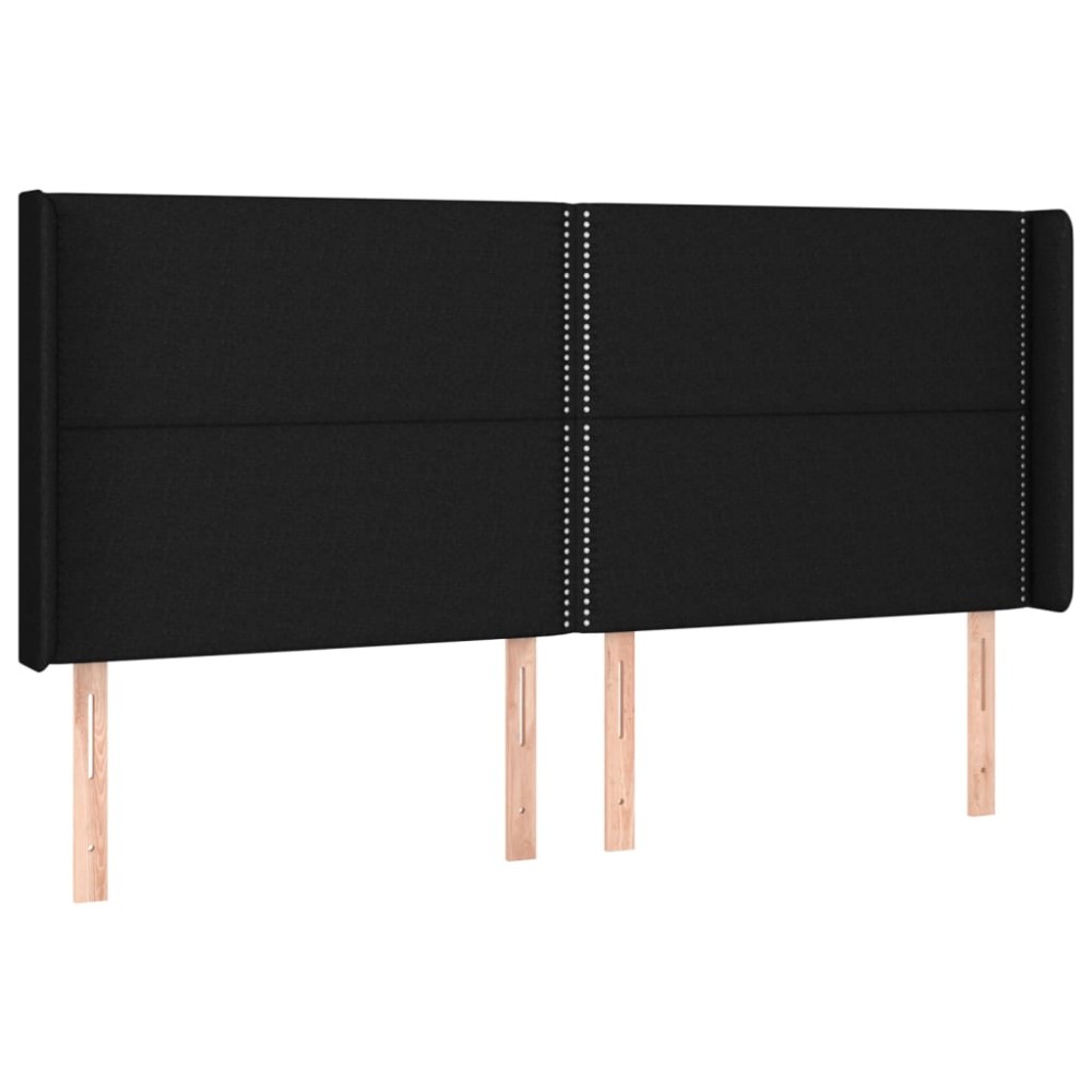 vidaXL Tăblie de pat cu aripioare, negru, 163x16x118/128 cm, textil