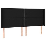 vidaXL Tăblie de pat cu aripioare, negru, 163x16x118/128 cm, textil