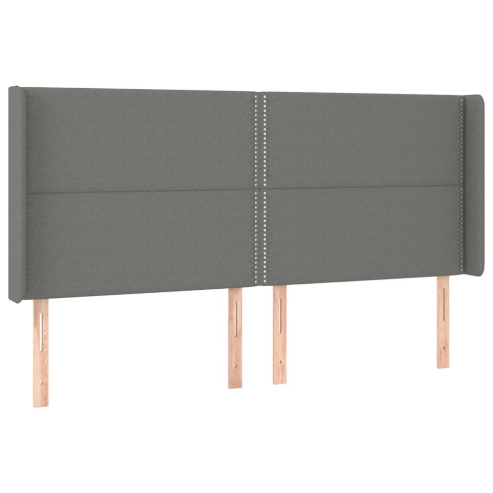 vidaXL Tăblie de pat cu aripioare gri închis 183x16x118/128 cm textil