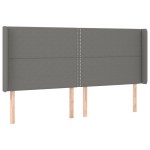 vidaXL Tăblie de pat cu aripioare gri închis 183x16x118/128 cm textil vidaXL Tăblie de pat cu aripioare gri închis 183x16x118/128 cm textil