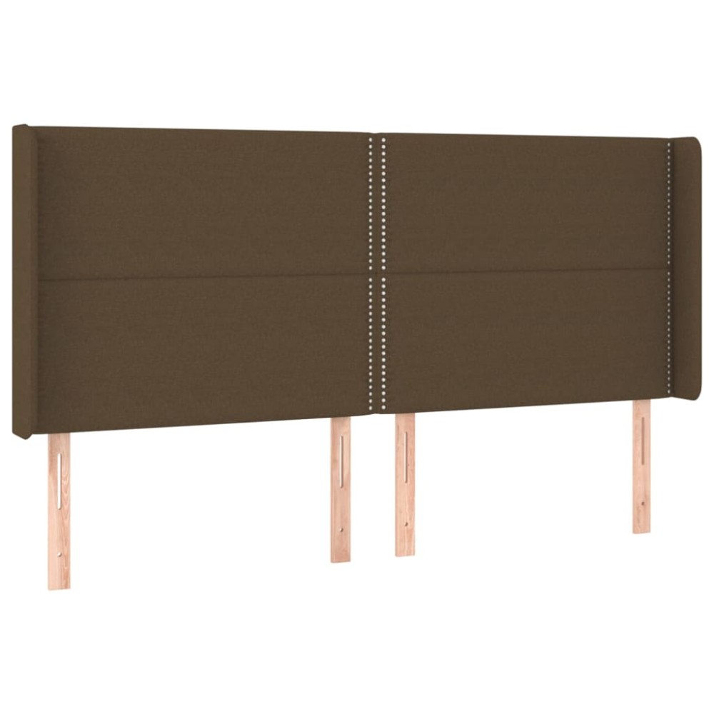 vidaXL Tăblie de pat cu aripioare maro închis 203x16x118/128 cm textil