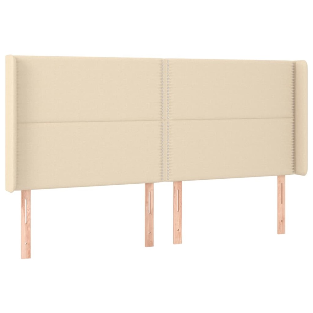 vidaXL Tăblie de pat cu aripioare, crem, 203x16x118/128 cm, textil