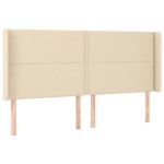 vidaXL Tăblie de pat cu aripioare, crem, 203x16x118/128 cm, textil