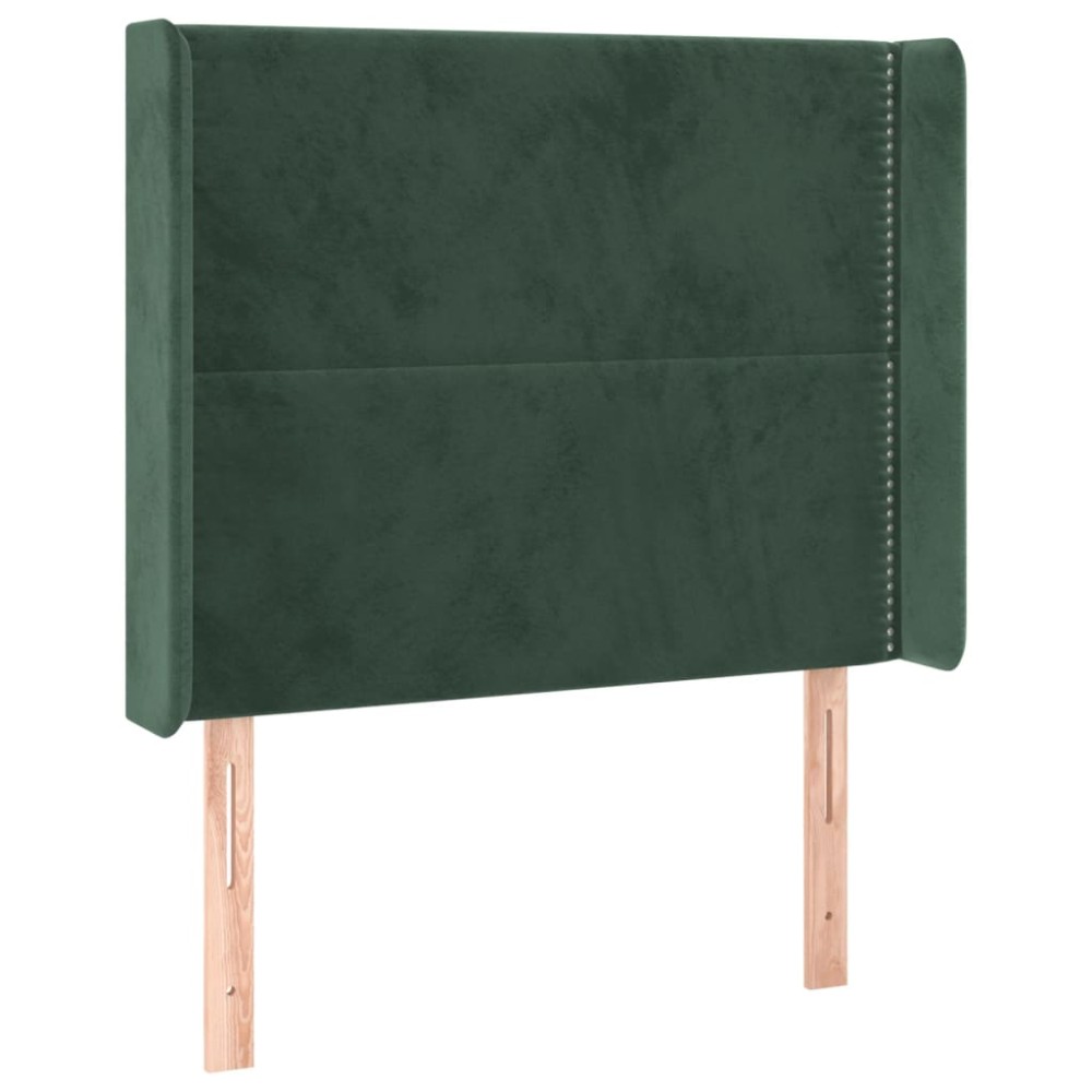 vidaXL Tăblie pat cu aripioare verde închis 93x16x118/128 cm catifea