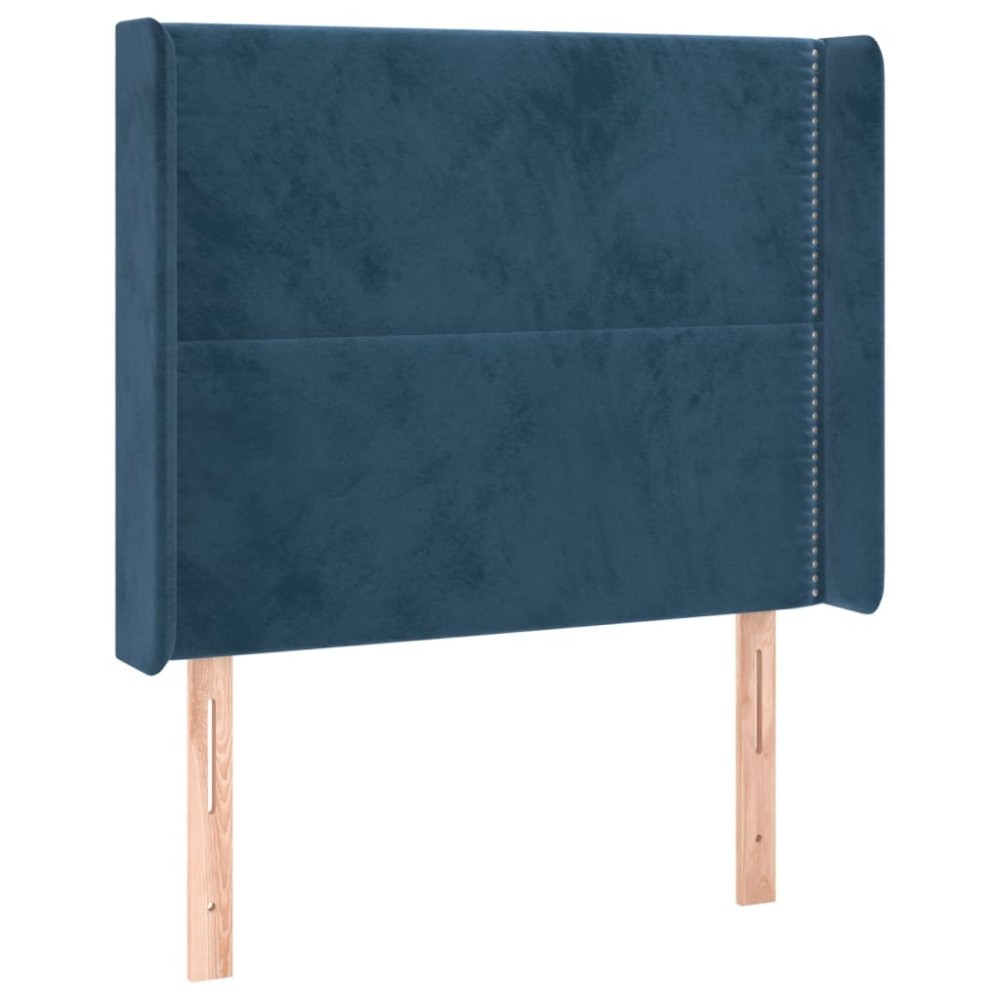 vidaXL Tăblie pat cu aripioare albastru închis 93x16x118/128cm catifea