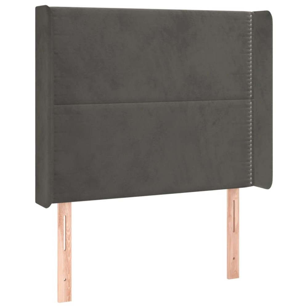 vidaXL Tăblie de pat cu aripioare gri închis 103x16x118/128 cm catifea